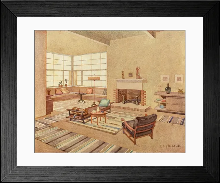 Framed Print : Brown Living Room 1929 Framed Print : Brown Living Room 1929