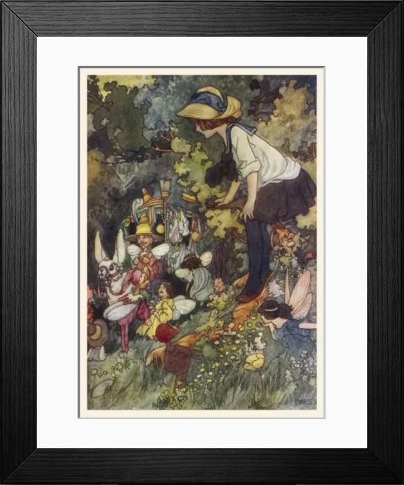 Framed Print : Fairies in Garden Framed Print : Fairies in Garden