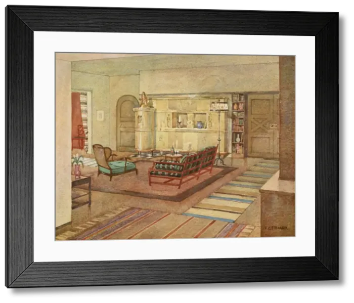 Framed Print : Living  /  Gebhard 1929