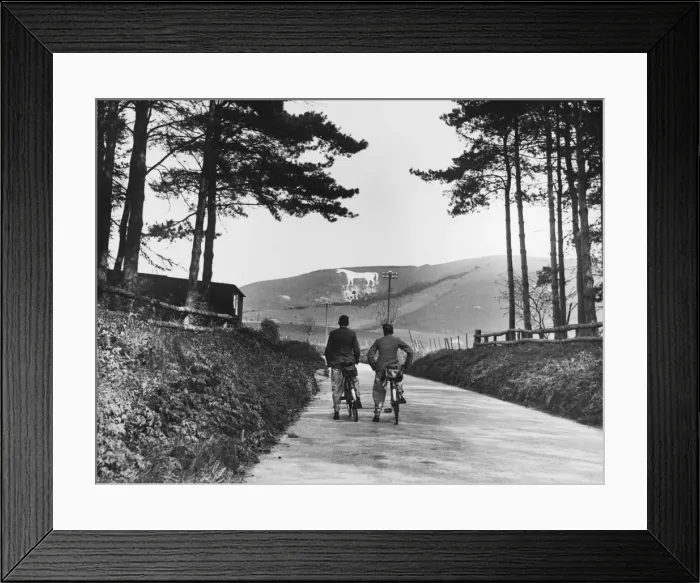 Framed Print : CYCLING BY WHITE HORSE Framed Print : CYCLING BY WHITE HORSE