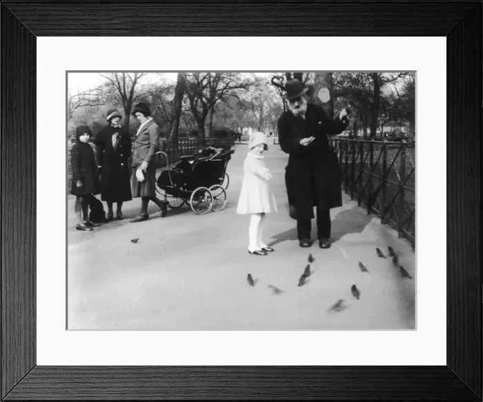 Framed Print : Girl in Park / Birds 1920S Framed Print : Girl in Park / Birds 1920S