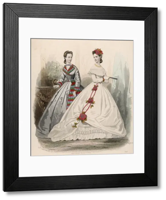 Framed Print : Tartan Trim Dress 1865 Framed Print : Tartan Trim Dress 1865