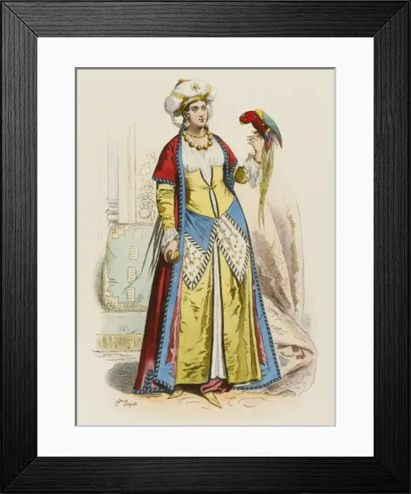 Framed Print : Egyptian Lady and Bird Framed Print : Egyptian Lady and Bird