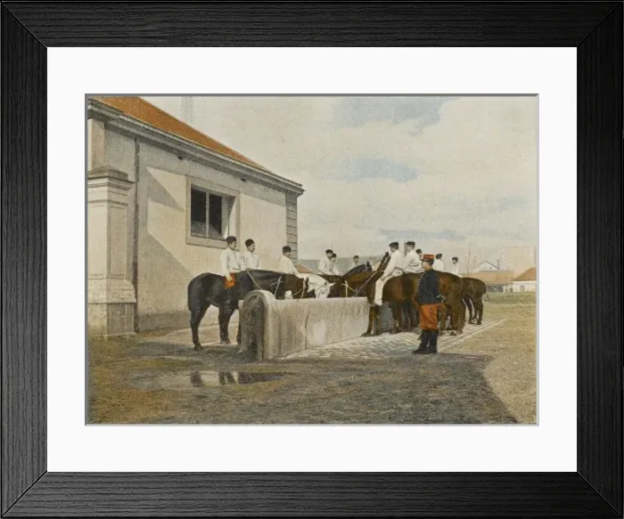 Framed Print : Watering French Horses Framed Print : Watering French Horses