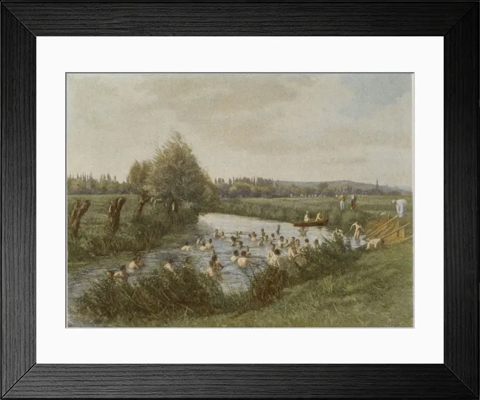 Framed Print : French Soldiers Swimming Framed Print : French Soldiers Swimming