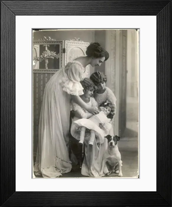 Framed Print : Mother, Daughters, Doll Framed Print : Mother, Daughters, Doll