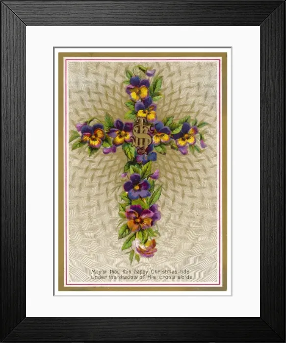 Framed Print : Cross with Pansies Framed Print : Cross with Pansies