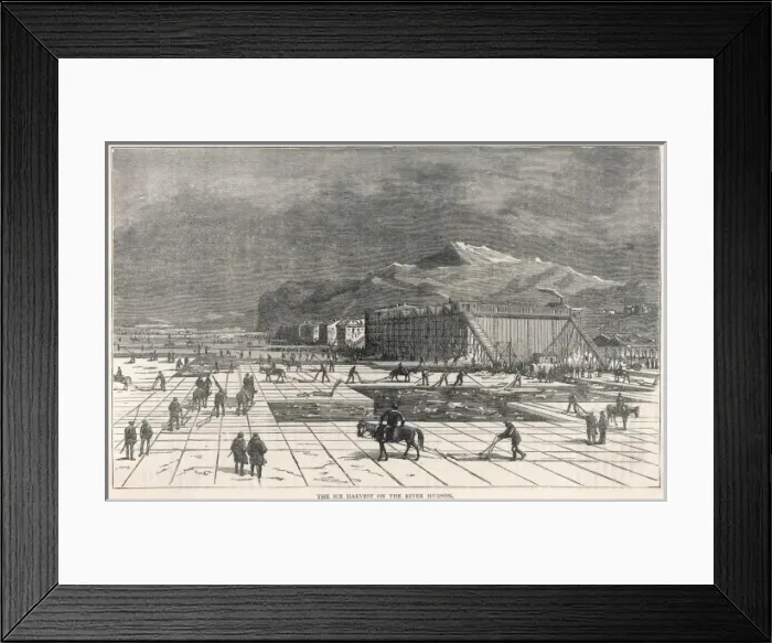 Framed Print : Ice-Cutting on Hudson Framed Print : Ice-Cutting on Hudson