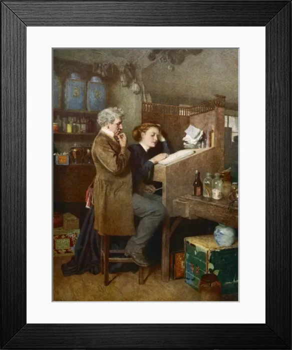Framed Print : Tradesman Balances Books Framed Print : Tradesman Balances Books