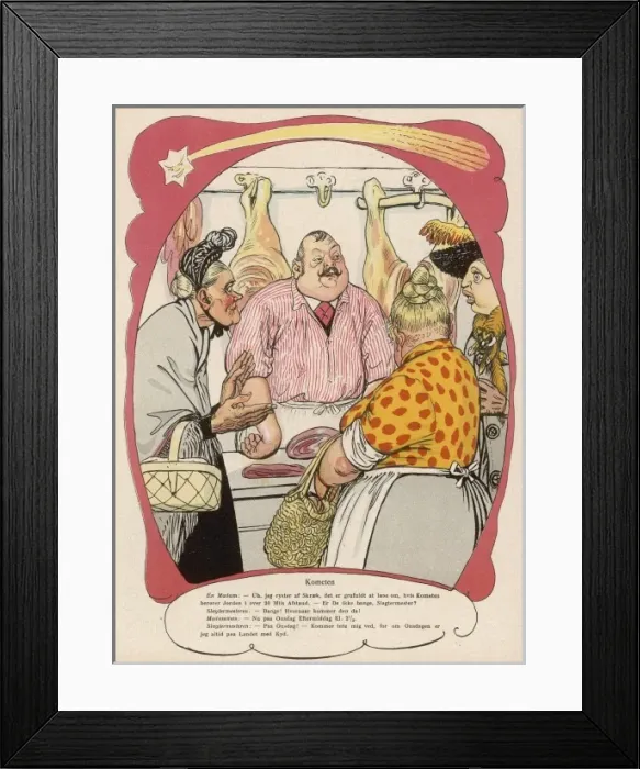 Framed Print : Butcher & Customers Framed Print : Butcher & Customers