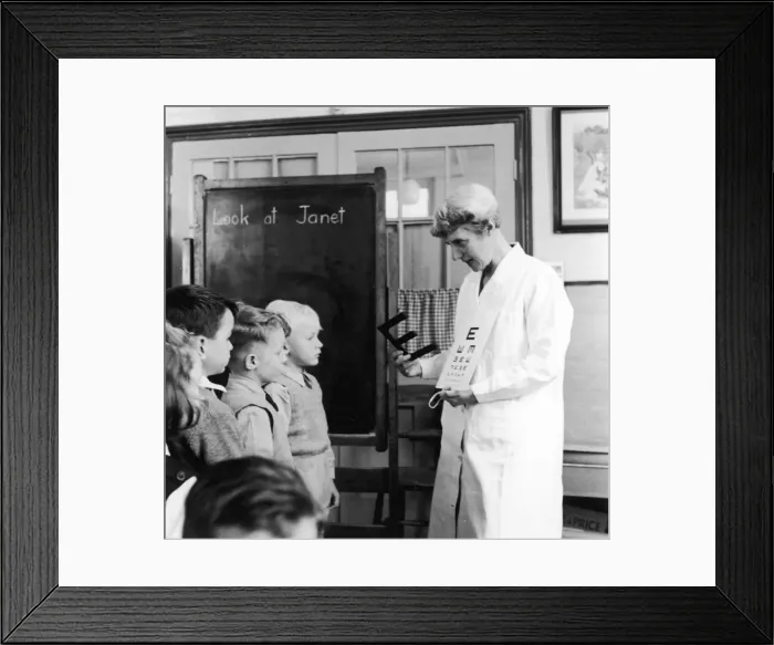 Framed Print : Eye Test at School / 1958 Framed Print : Eye Test at School / 1958