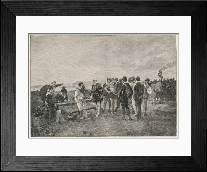 Framed Print : Drake Plays Bowls 1588 Framed Print : Drake Plays Bowls 1588