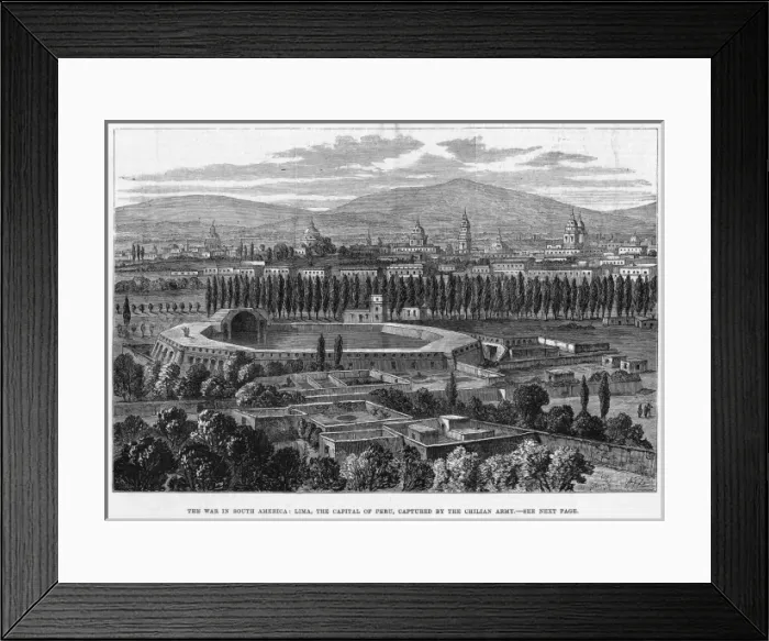 Framed Print : PERU LIMA. General view of the capital of Peru, at the time of the war with Chile Framed Print : PERU LIMA. General view of the capital of Peru, at the time of the war with Chile