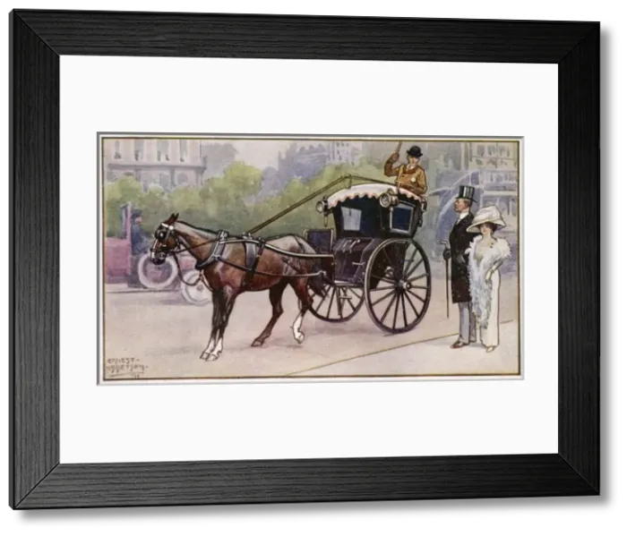 Framed Print : A London Hansom, 1910 Framed Print : A London Hansom, 1910