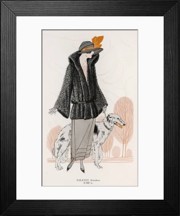 Framed Print : Astrakhan Coat & Borzoi Framed Print : Astrakhan Coat & Borzoi
