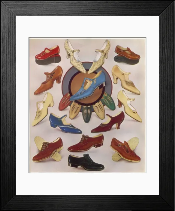 Framed Print : Selection of Shoes 1930