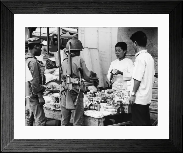 Framed Print : Soldier Buying Goods Framed Print : Soldier Buying Goods