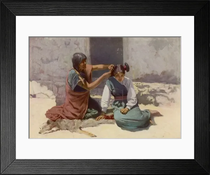 Framed Print : Hopi Hairdressing Framed Print : Hopi Hairdressing