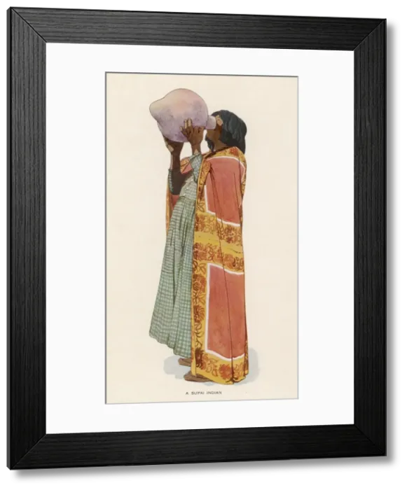 Framed Print : Supai Woman Drinking Framed Print : Supai Woman Drinking