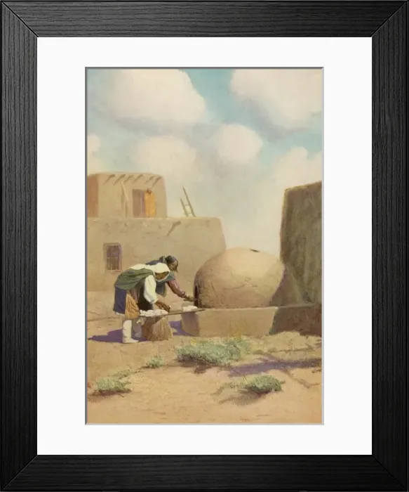 Framed Print : Pueblo Women Make Bread Framed Print : Pueblo Women Make Bread