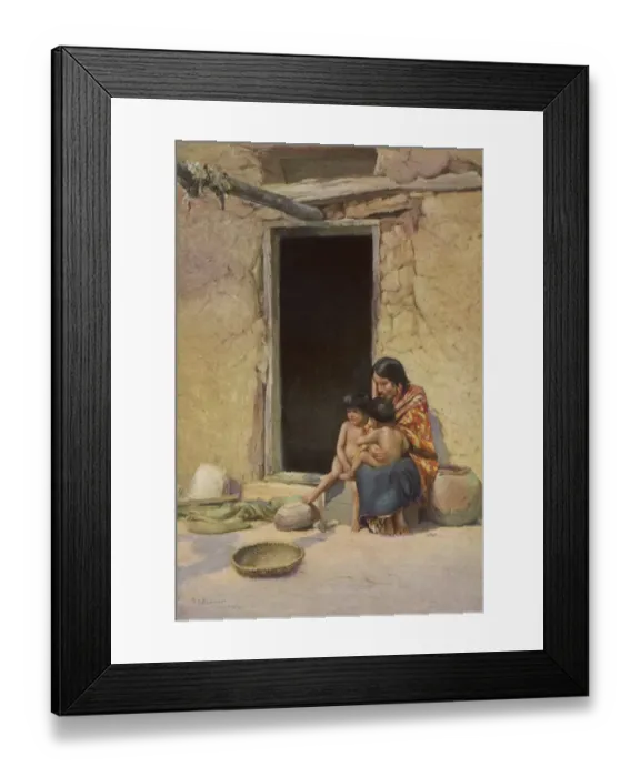 Framed Print : Hopi Mother and Children Framed Print : Hopi Mother and Children