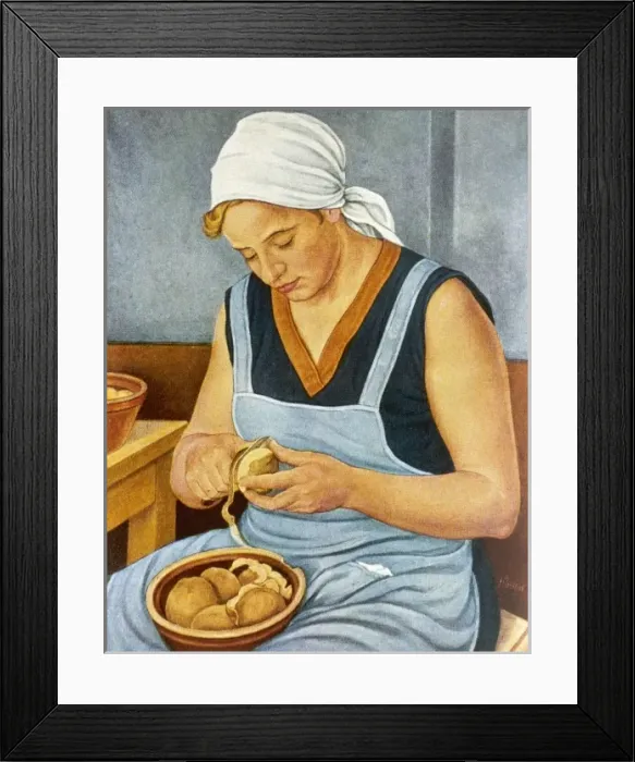 Framed Print : Peeling Potatoes Framed Print : Peeling Potatoes