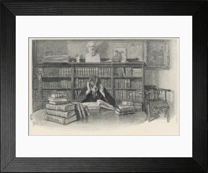 Framed Print : Boy Engrossed in a Book Framed Print : Boy Engrossed in a Book