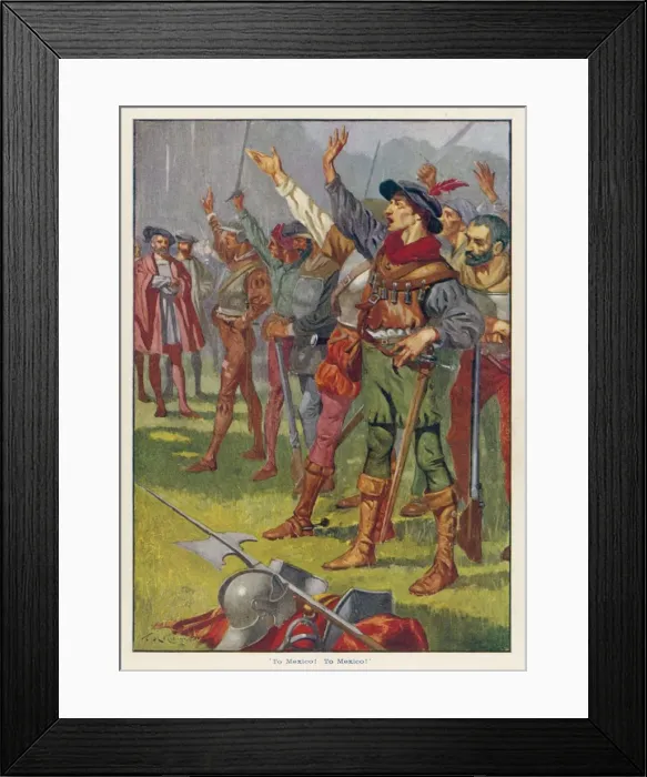 Framed Print : Cortes and Men 1519 Framed Print : Cortes and Men 1519
