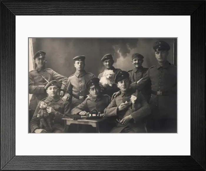 Framed Print : Ww1 Germans with Mascots Framed Print : Ww1 Germans with Mascots