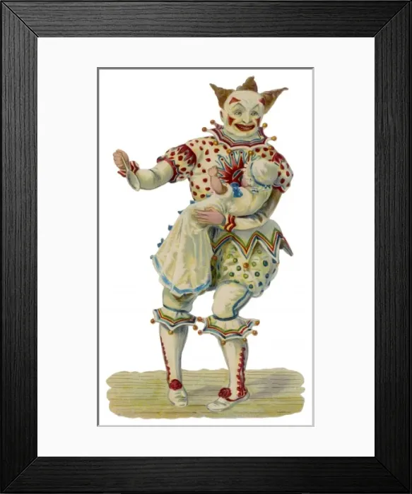 Framed Print : Clown Holding the Baby Framed Print : Clown Holding the Baby