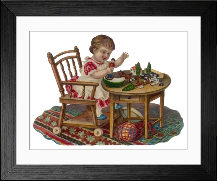 Framed Print : Child with Toys - Scrap Framed Print : Child with Toys - Scrap