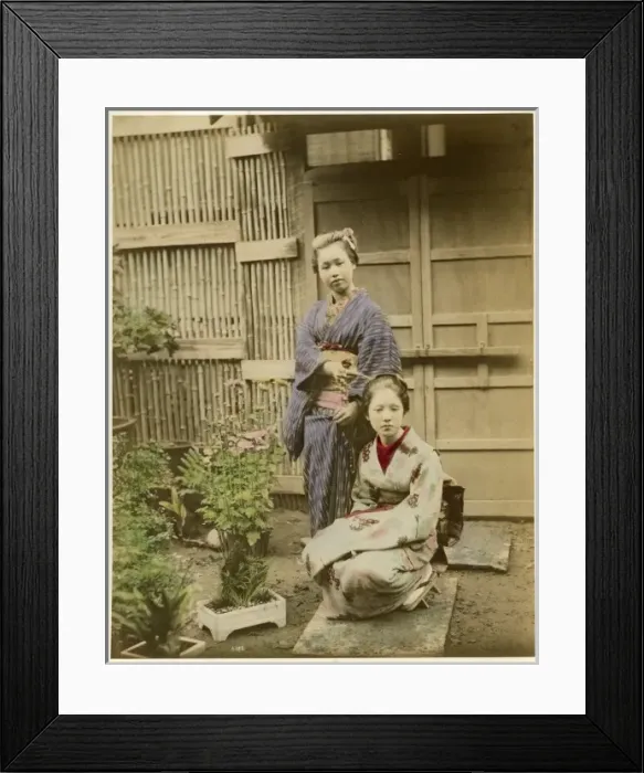 Framed Print : Geishas in garden Framed Print : Geishas in garden
