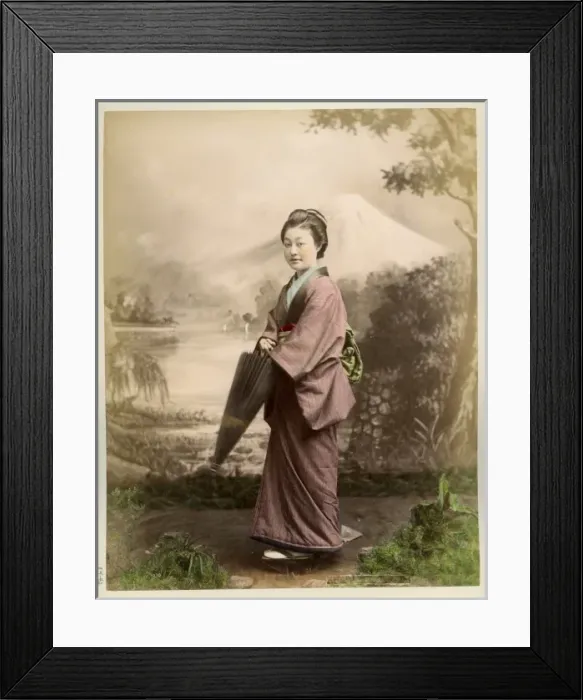 Framed Print : Japanese woman with umbrella Framed Print : Japanese woman with umbrella