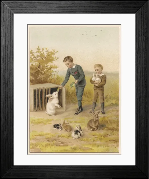 Framed Print : Boys and Rabbits 1889 Framed Print : Boys and Rabbits 1889