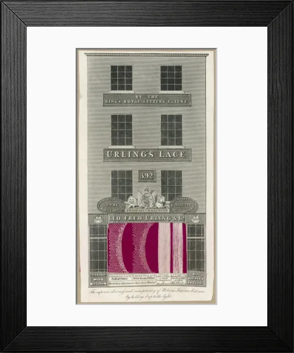Framed Print : Lace Advert & Samples Framed Print : Lace Advert & Samples