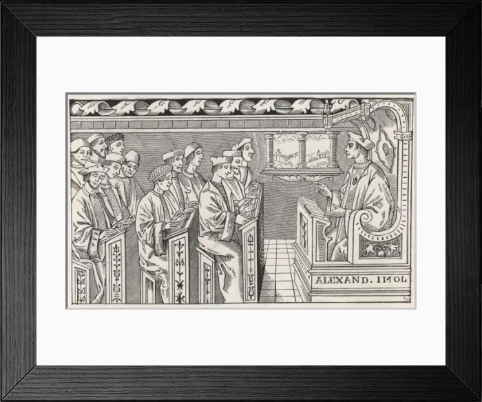 Framed Print : Classroom / C16 / Woodcut Framed Print : Classroom / C16 / Woodcut