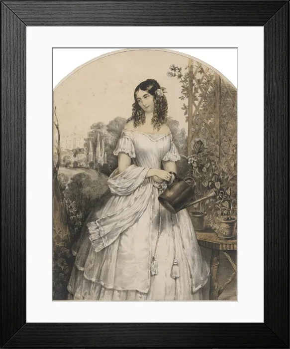 Framed Print : A Lady Watering Framed Print : A Lady Watering