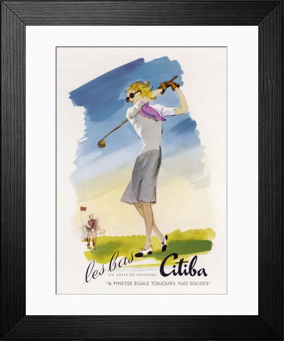 Framed Print : Lady Golfer / 1950 / Advert Framed Print : Lady Golfer / 1950 / Advert