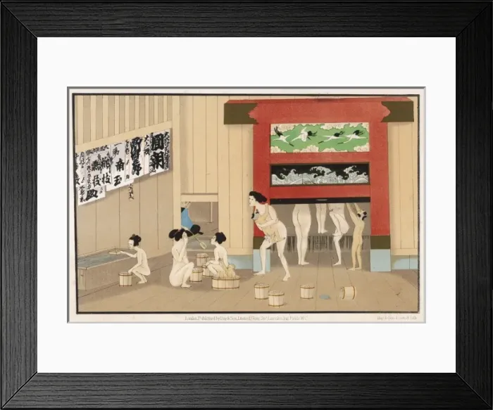 Framed Print : Japanese Bathing / Japlith Framed Print : Japanese Bathing / Japlith