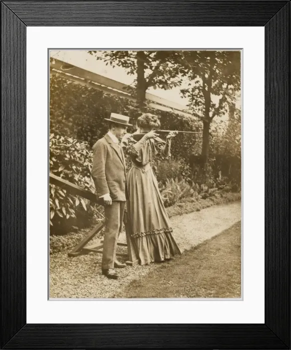 Framed Print : Lady Using Air Rifle Framed Print : Lady Using Air Rifle