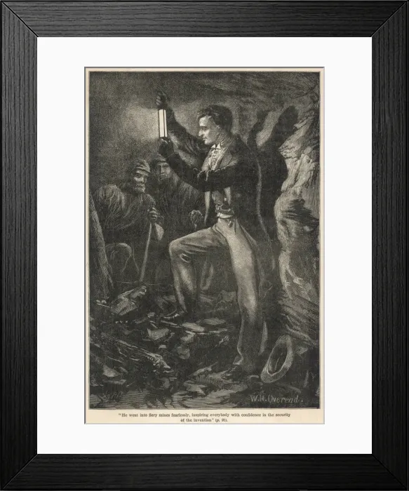 Framed Print : Davy Tests his Lamp Framed Print : Davy Tests his Lamp