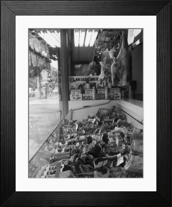 Framed Print : Butchers Window Display Framed Print : Butchers Window Display
