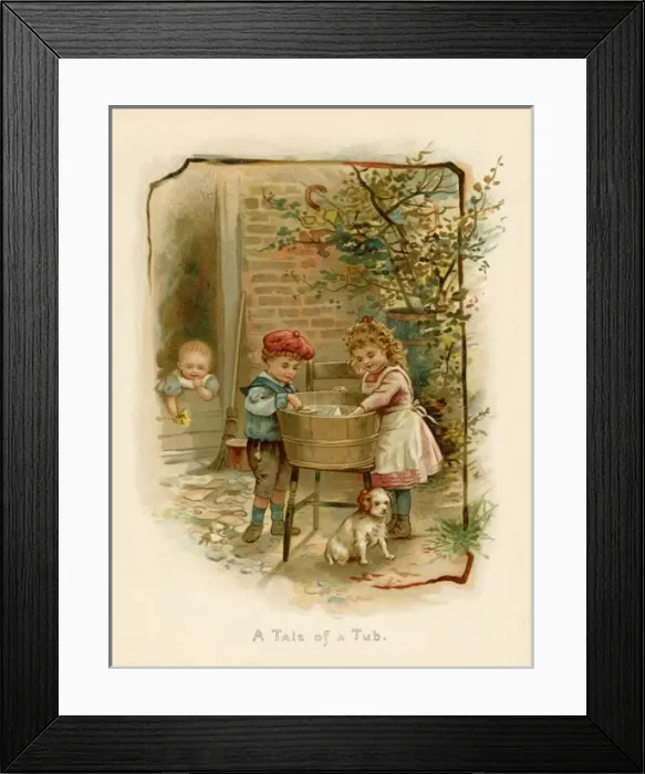 Framed Print : Children / Tub / Paper Boats Framed Print : Children / Tub / Paper Boats