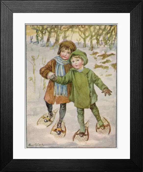 Framed Print : Children and snow shoes Framed Print : Children and snow shoes