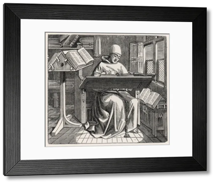 Framed Print : Monk Copying Framed Print : Monk Copying
