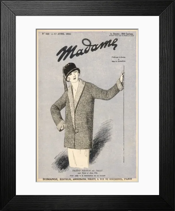 Framed Print : Knitted Paletot 1924 Framed Print : Knitted Paletot 1924
