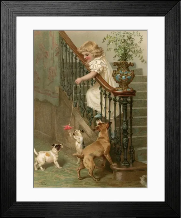 Framed Print : Child and her Pets Framed Print : Child and her Pets