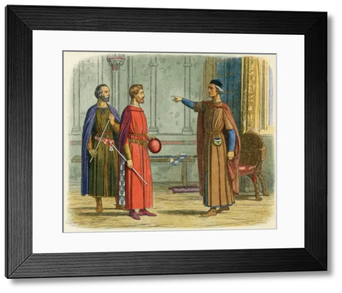 Framed Print : Edward I Threatens Roger Framed Print : Edward I Threatens Roger