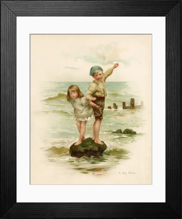 Framed Print : Two Children on a Rock Framed Print : Two Children on a Rock