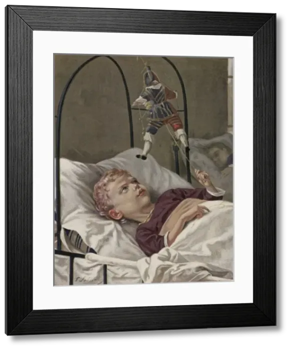 Framed Print : Orphanage Boy & Puppet Framed Print : Orphanage Boy & Puppet